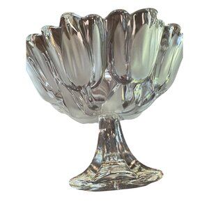 Vintage Mikasa Crystal Pedestal Frosted Tulip Candy‎ Dish Bowl